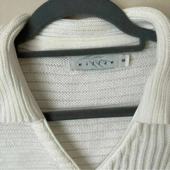 Willow White Heavy Knit Side Button V-Neck Collard Sweater Women’s Size … - Picture 3 of 5